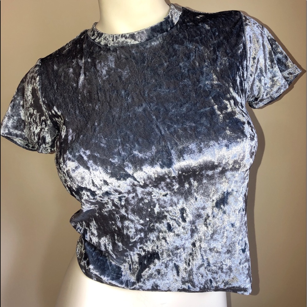 Ivy & Main blue velvet crop top